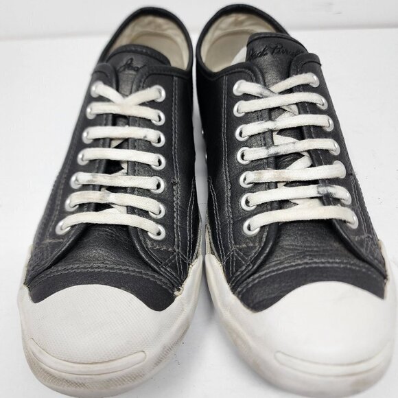 Jack Purcell Black Leather Blue Soled Sneakers, Men's 7.5 - Picture 2 of 7